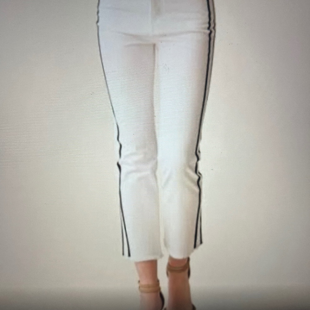 Veronica Beard Carly High Rise Kick Flare White Tuxedo Jeans Size 28